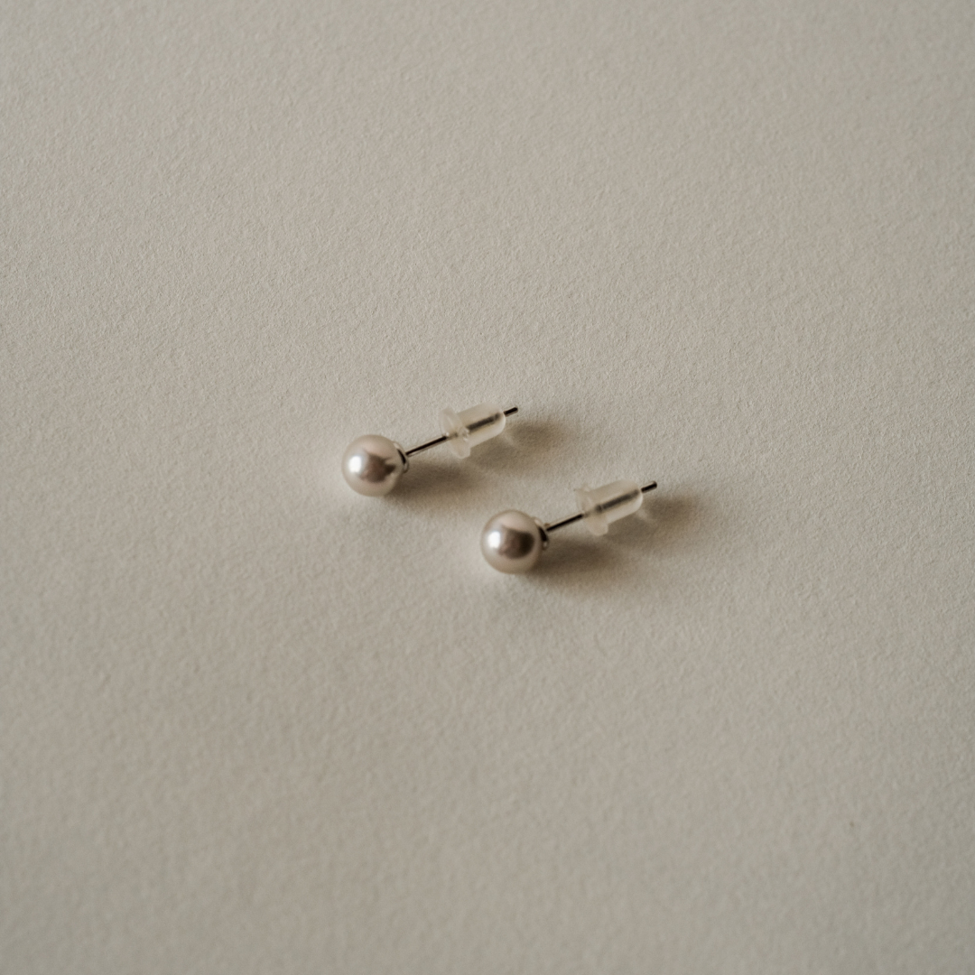 珍珠耳針 無調色Akoya 限量銀灰 5.5mm