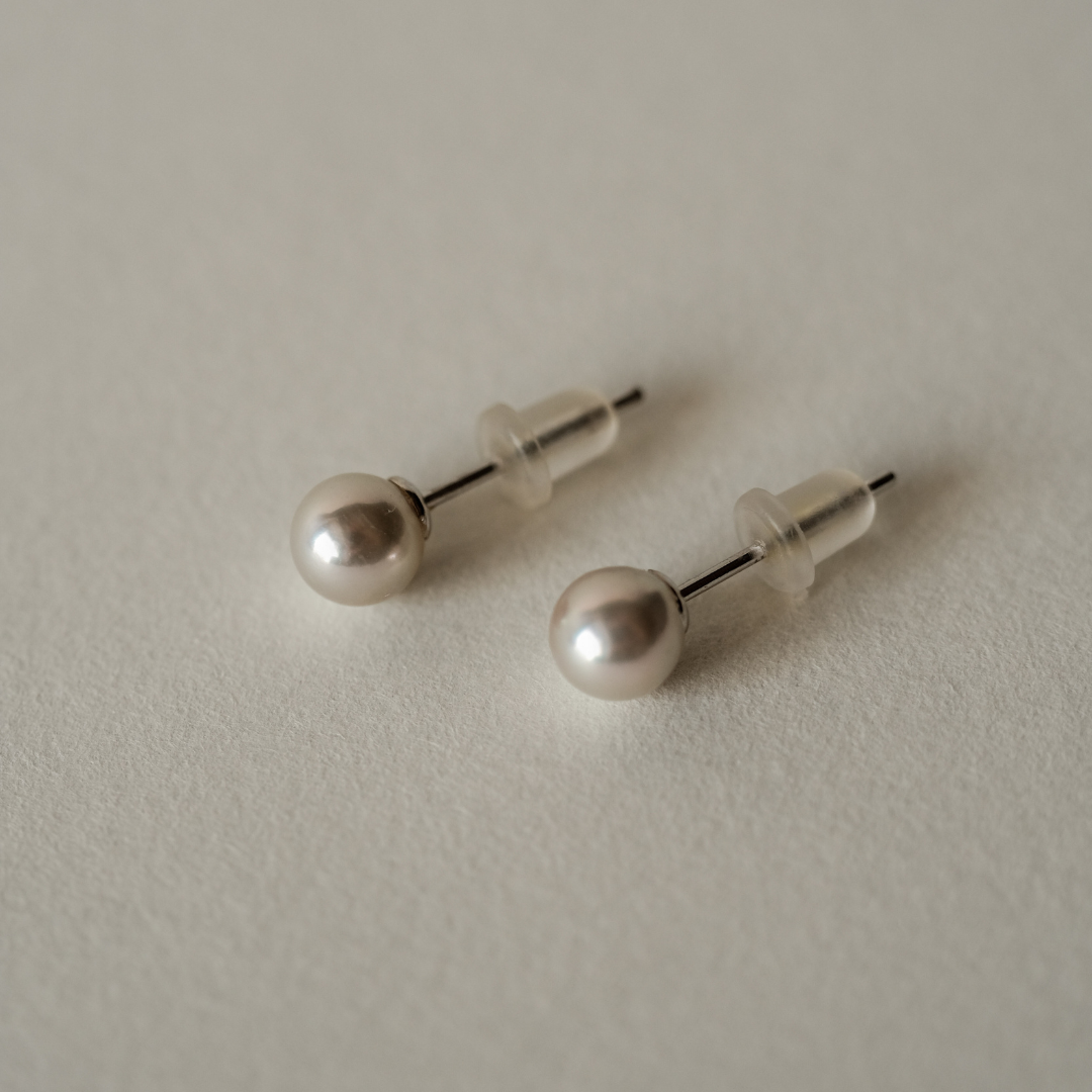 珍珠耳針 無調色Akoya 限量銀灰 5.5mm